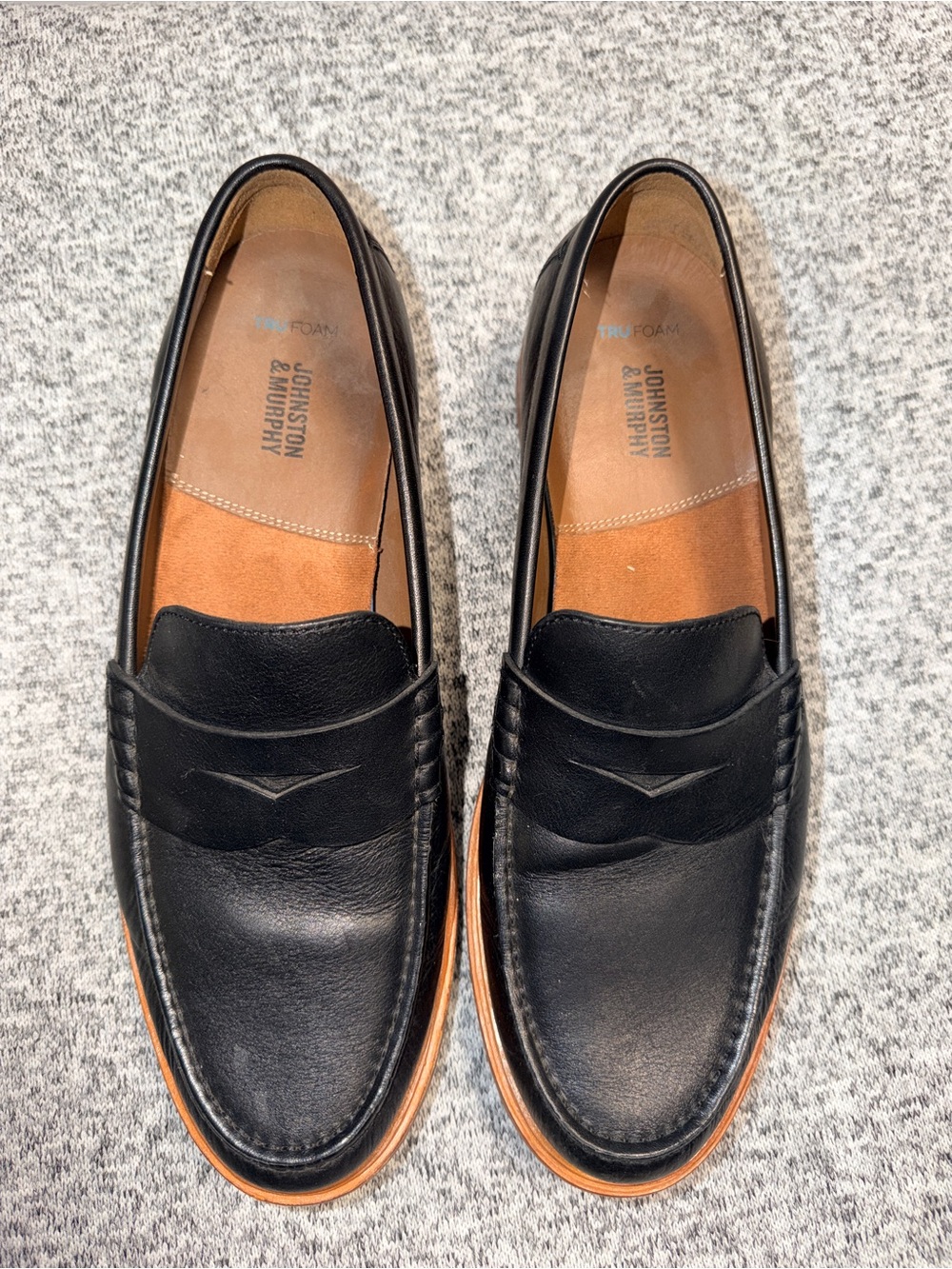 Johnston & Murphy Men's Black Leather Lyles Penny Loafers